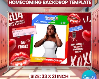 Homecoming Backdrop, Homecoming Banner Template, 2025 Hoco Party Backdrop, Homecoming Queen Banner, Canva Template Instant Download