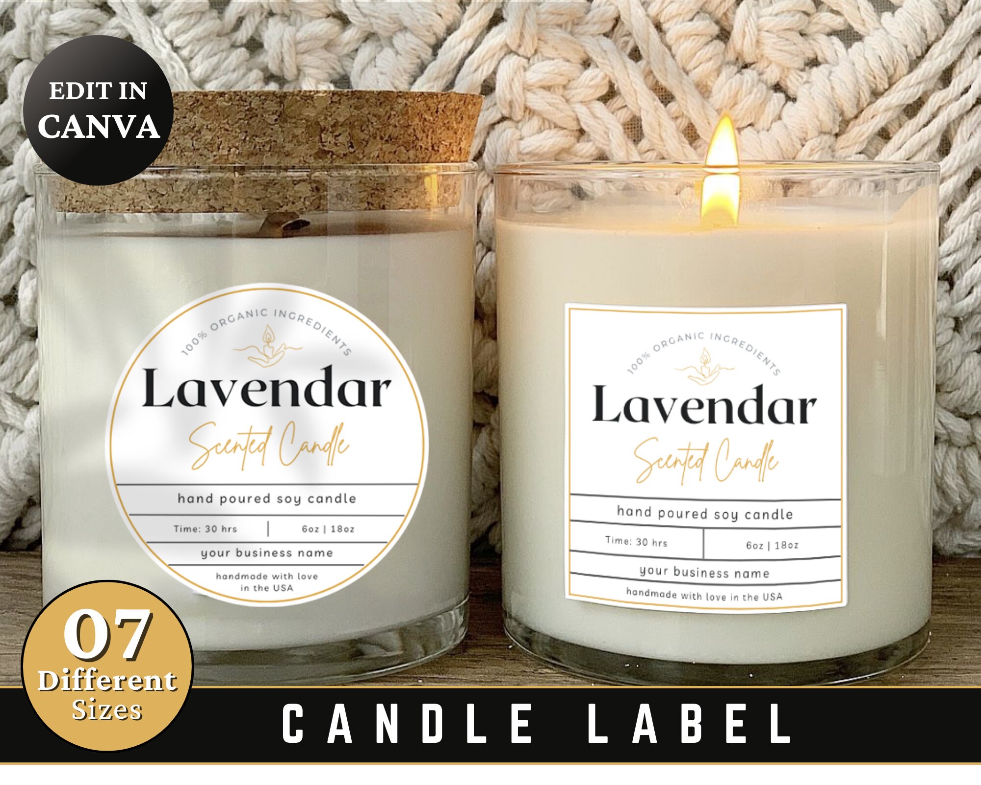 Candle Label Editable Product Label Candle Labels Etsy