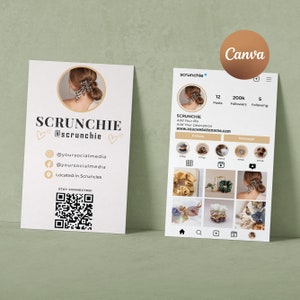 2025 Instagram Business Card, IG Business Card, Scrunchie IG Business Card, QR code Business Card, Instagram Business Cards