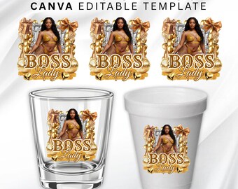 Gold And Silver Birthday Sticker, Styrofoam Cup Sticker, Shot Glass, All Zodiac Signs, T-Shirt Design, Canva Template, Instant Download