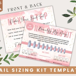 Nails Sizing Kit Template, Instructions Card, Nail Size Templates, press on nails size, Nails Sizing Kit, Guide Manicure, Nails Size Kit