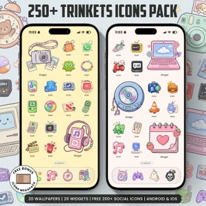 250+ Trinkets Icon Pack For IOS, iPhone iPad, Tablet, Android,  Nostalgia Trinkets Icon Pack, Instant Download