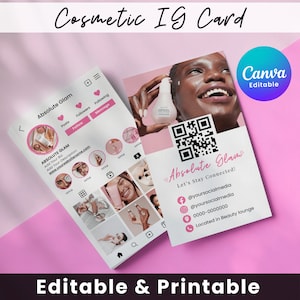 2025 Instagram Business Cards Template, Esthetician Business Card, IG Business Card, DIY Editable Business Card Template,Lash Business Card
