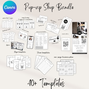 Small Business Bundle, Scan To Pay Template, Pink Retro Craft Fair Template, Order Form Template, Vendor Display, Pop up Shop Bundle