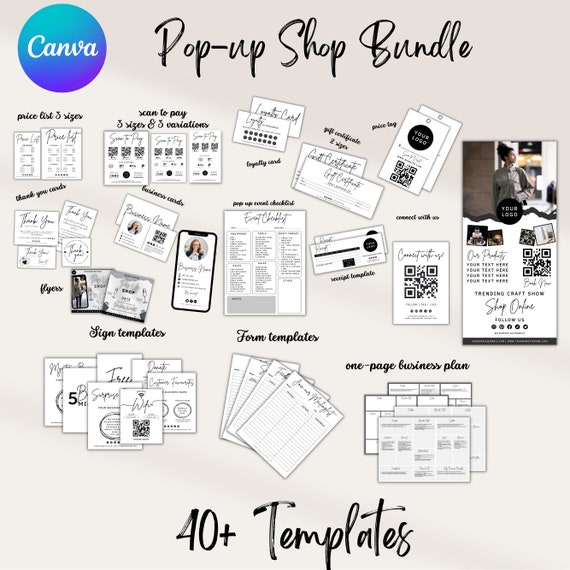 Small Business Template Bundle, Price List Template, Editable Canva Templates, Business Cards Template Small Business Signs Gift Certificate
