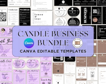 Candle Business Bundle, Invoice Template, Order Form, Candle Labels, Scan to Pay, Editable Canva Template, Care Instruction Card, Price List