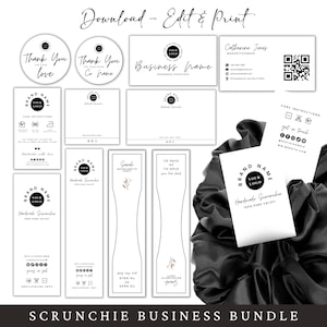 Scrunchie Tags Bundle, Scrunchie Business Templates, Scrunchie Tags, Scrunchie Label Template, For Small Business, Canva Template