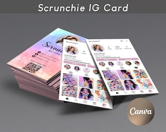 Scrunchie Instagram Business Card Template: QR Code, Printable (Canva)