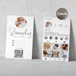 2025 Instagram Business Card, IG Business Card, Scrunchie IG Business Card, QR code Business Card, Instagram Business Cards