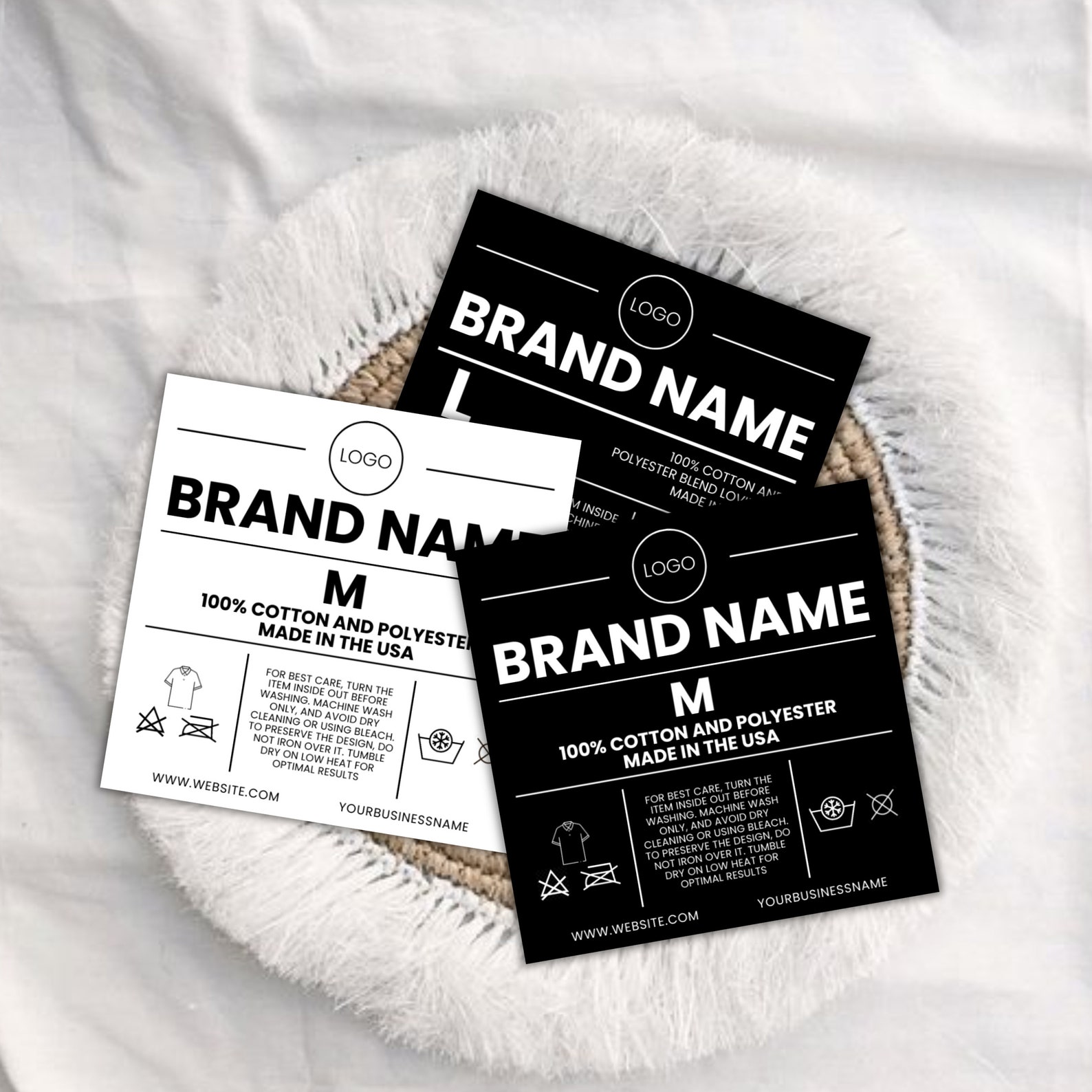 20 Clothing Neck Tag Bundle, T-shirt Custom Neck Labels, Garment Care ...