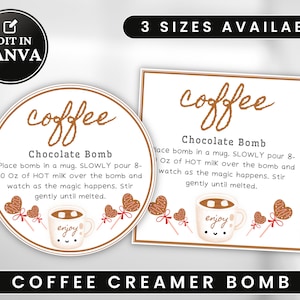 Editable Coffee and Creamer Bomb Tag, Coffee Creamer Label, Hot Cocoa ...