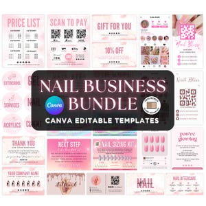 Press On Nail Business Bundle Nail Packaging Card Nails Sizing Kit Nail Tech Business Nail Business Cards Beauty Templates Instructions Card