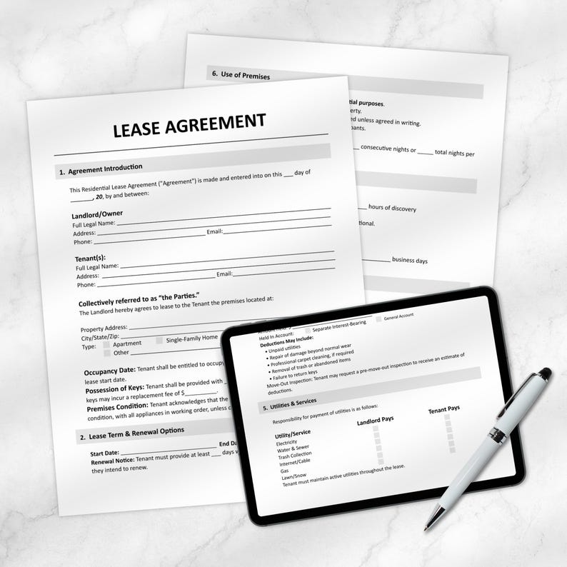 Lease Paper.pdf Rental Agreement Template, Editable Lease Contract, Landlord Forms ...