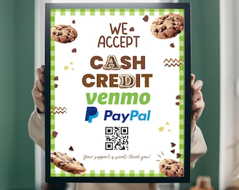 We Accept Cash, Venmo and Paypal Payments Sign, We Accept Venmo, Accept Payment Sign, Cash Sign, We Accept Payment,Fundraising Cash Template