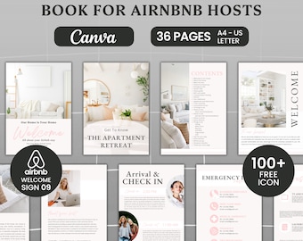 Modello per libro di benvenuto di Airbnb, segnaletica di Airbnb, guida modificabile alla casa di Airbnb Canva, libro di benvenuto in VRBO, modello casa vacanza per Libro degli ospiti di Airbnb
