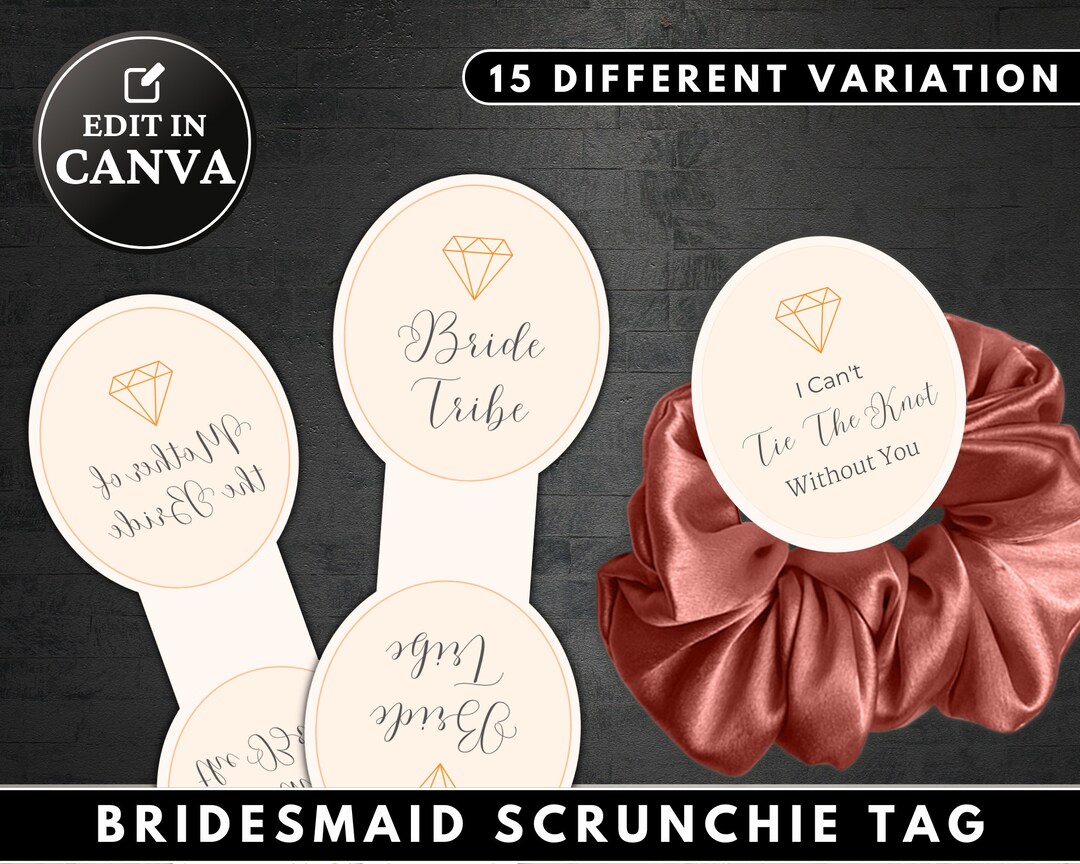 Printable Scrunchie Hang Tags, Editable Scrunchie Tag, Customizable Tag