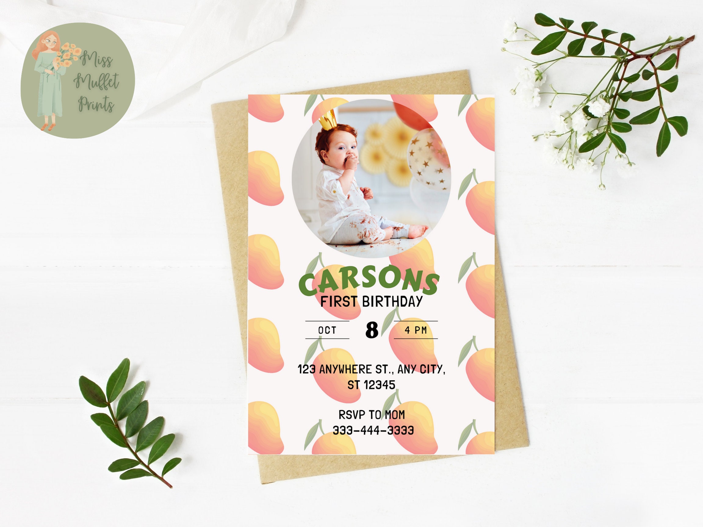 Custom Mango Invitation Mango Birthday Invitation 1st Birthday Sweet