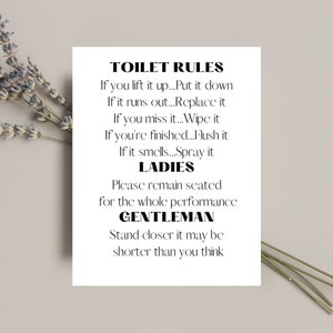 Toilet Rules Bathroom Decor
