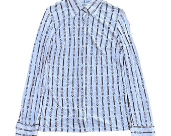 Camisa Celine Paris 100% seda pura con botones y monograma de cuerda