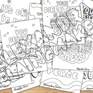Páginas para colorir com citações sobre saúde mental para imprimir, vol. 2