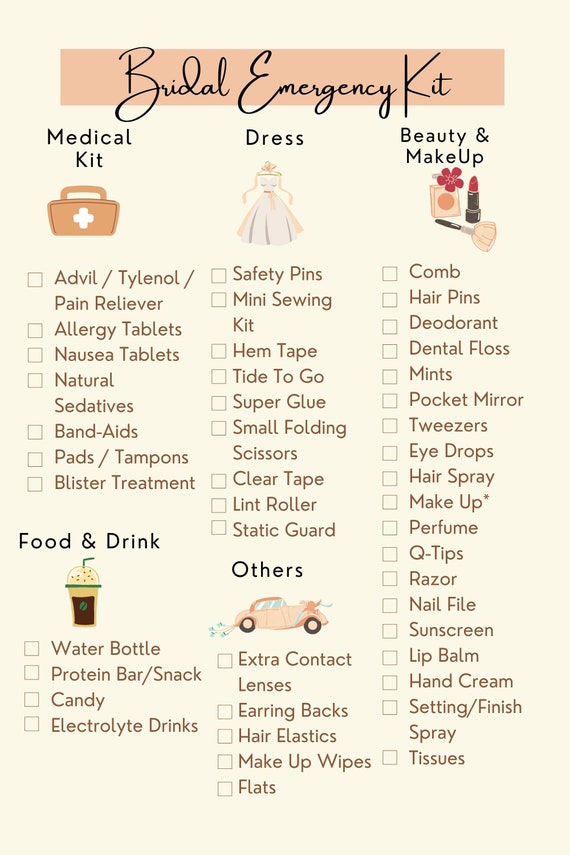 Wedding Day Emergency Kit - A Must Have Checklist For Brides