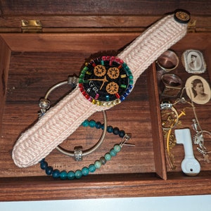 Fashionable fabric wristwatch / jewelry watch - handmade (new pattern / format) - luxurious design. Ladies watch.