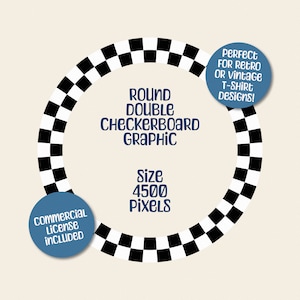 Checkered Round Circle Frame Graphic | Circular Checkerboard | Retro Checkered Circle | Transparent Background PNG | Digital Download
