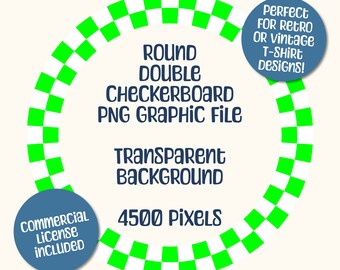 Green Checkered Round Circle Frame Graphic | Circular Checkerboard | Checkered Circle | Transparent Background PNG | Digital Download ONLY