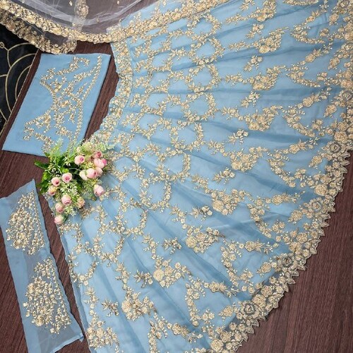 Sky Blue Lehenga Choli Georgette With Heavy Embroidery Work Lehenga choli with Dupatta Wedding party retailer Wear Bridal CholiForWomen chaniya choli