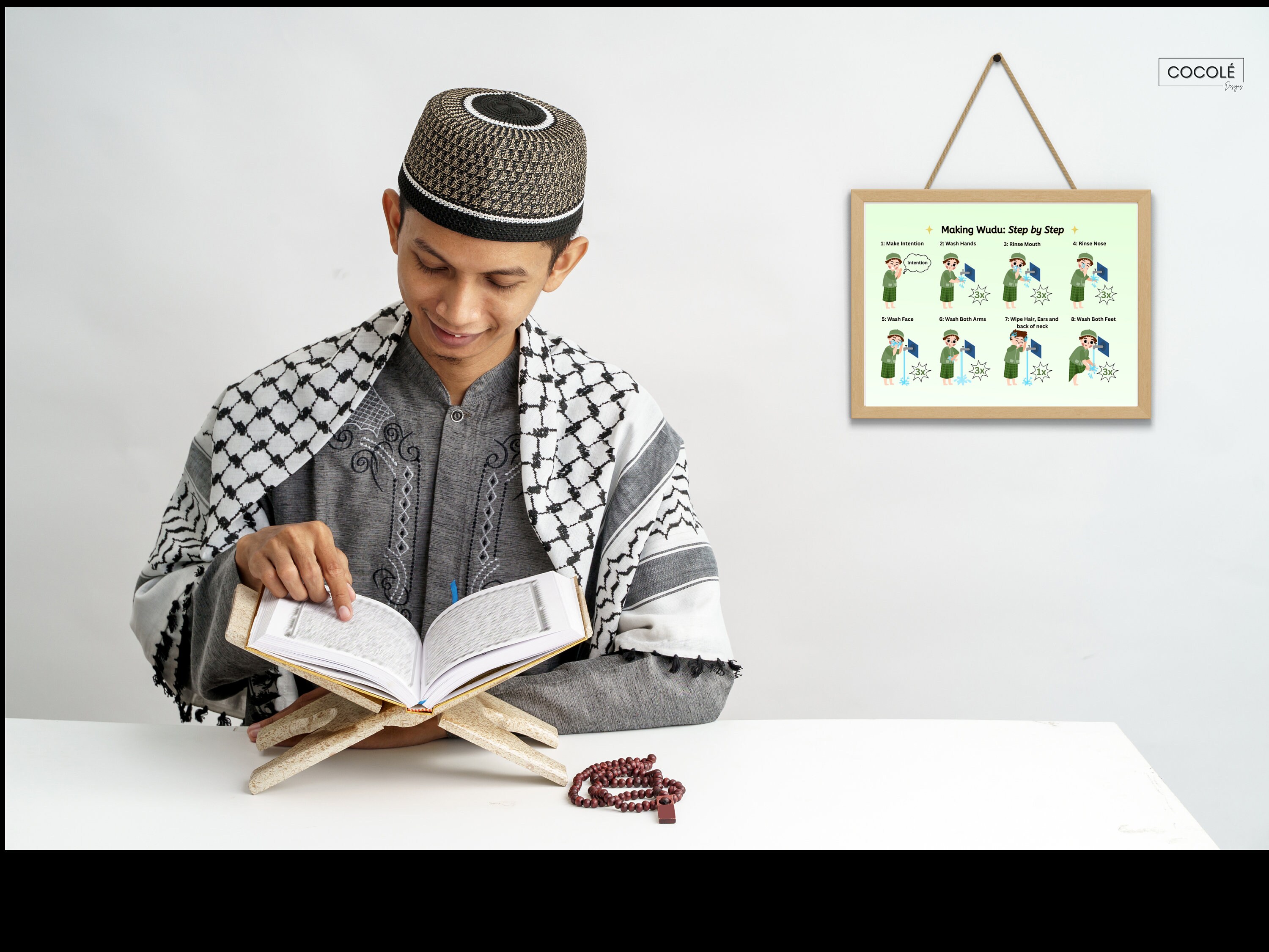 Making Wudu Woudhu With Dua Set of 2 How to Perform Wudu Ritual Washing for Prayer Children's