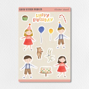 Wasserfarben Geburtstag Aufkleber, glänzender niedlicher Feier Aufkleber, kawaii Aquarell Party Aufkleber, handgemaltes hochwertiges Aufkleber-Set