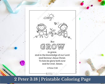 2 Peter 3:18 | Bible Verse Printable Coloring Page for Kids | KJV Sunday School Scripture | PDF Digital Download Printable