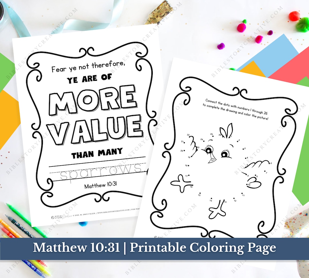 Matthew 10:31 | Bible Verse Printable Coloring Page SET for Kids | KJV ...
