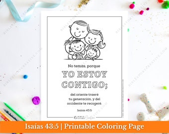 Isaías 43:5 Spanish Bible Verse Coloring Page (PDF Digital Download)