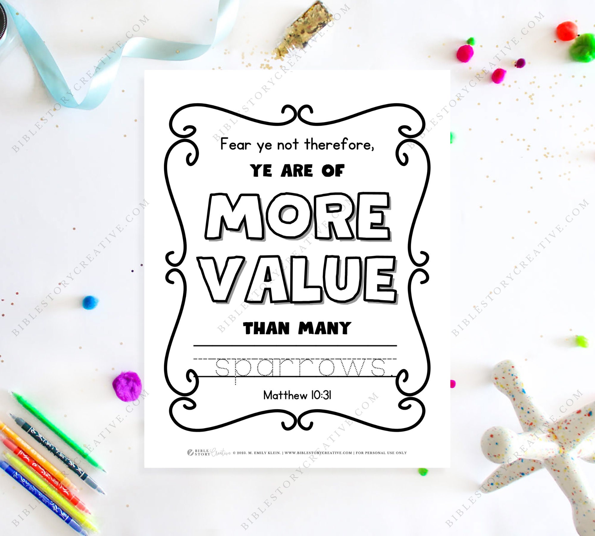 Matthew 10:31 | Bible Verse Printable Coloring Page SET for Kids | KJV ...