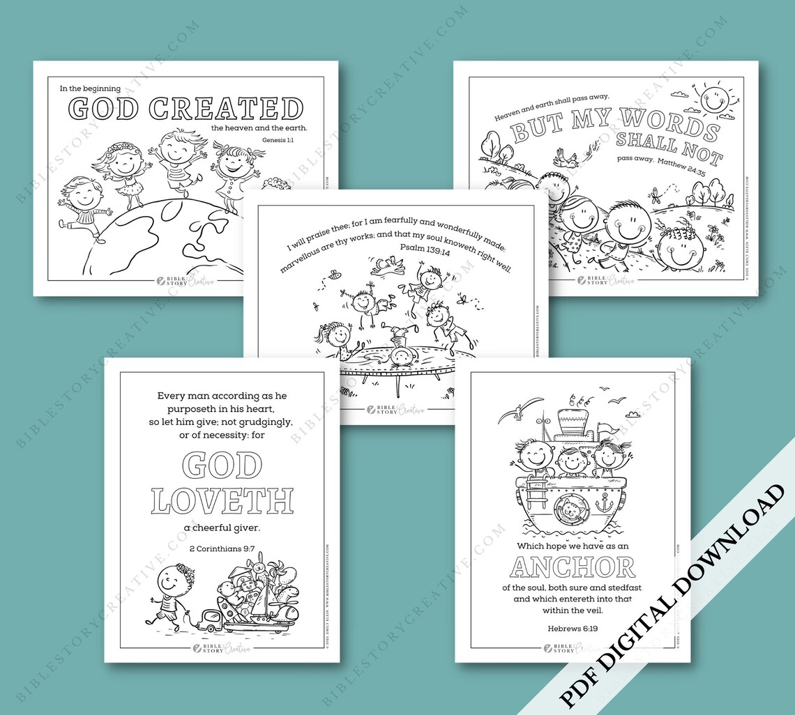 34 Bible Verse Coloring Pages for Kids | English KJV Sunday School ...
