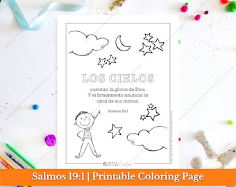 Salmos 19:1 Spanish Bible Verse Coloring Page (PDF Digital Download)