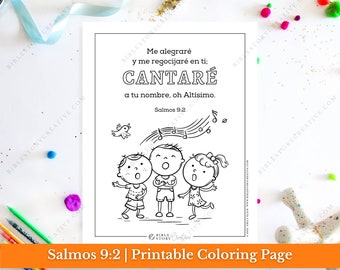 Salmos 9:2 | Spanish Bible Verse Printable Coloring Page for Kids | RV 1960 Sunday School Scripture | PDF Digital Download Printable