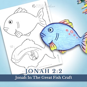 Jonah in the Great Fish Craft | Jonah 2:2 | Printable Bible Craft for Kids | Digital Instant Download