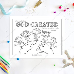 Genesis 1:1 | Bible Verse Printable Coloring Page for Kids | KJV Sunday