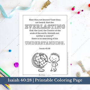 Isaiah 40:28 | Bible Verse Printable Coloring Page for Kids | KJV Sunday School Scripture | PDF Digital Download Printable