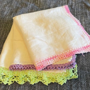 Crocheted Lace and Linen Handkerchiefs