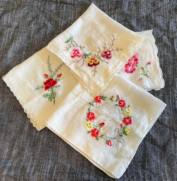 Vintage Embroidered Handkerchiefs