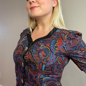 Multicolored Paisley Print Vintage Blouse