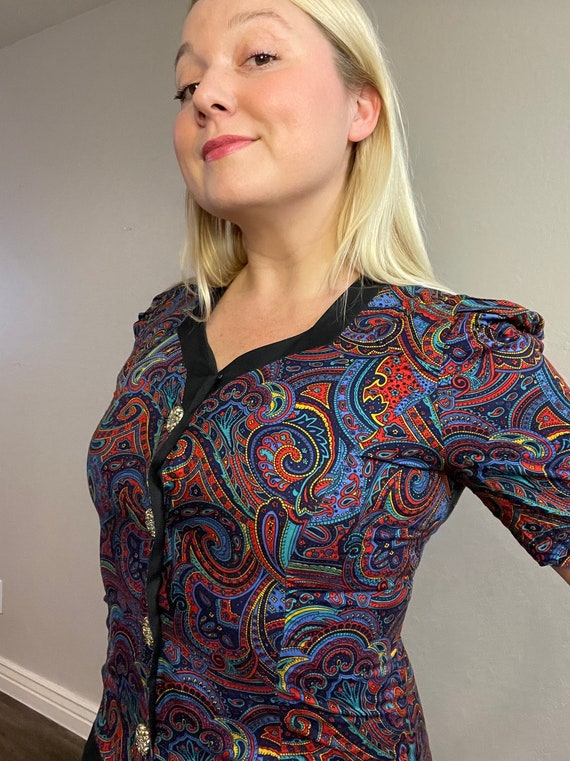 Multicolored Paisley Print Vintage Blouse