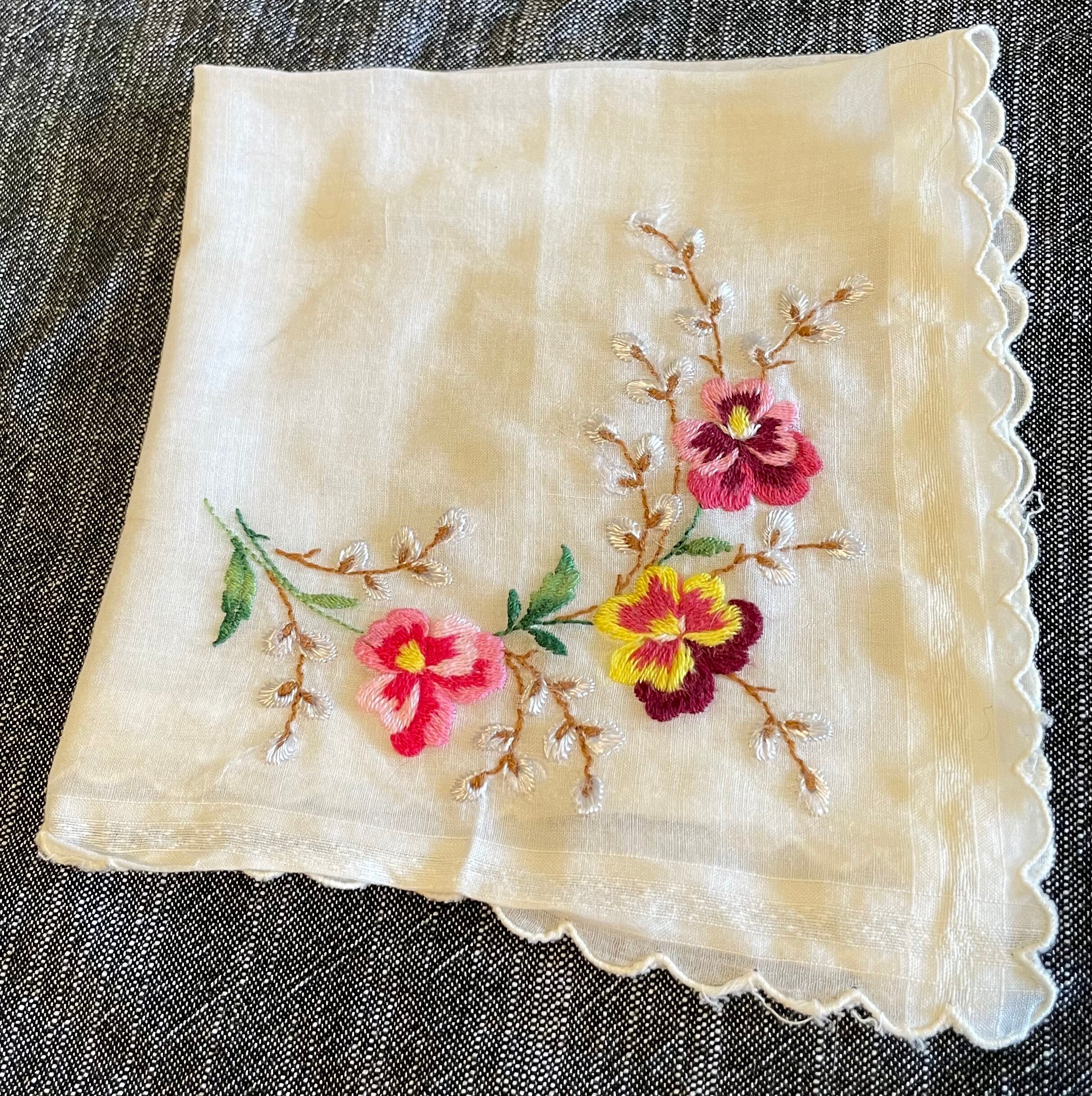 Vintage Embroidered Handkerchiefs - Etsy