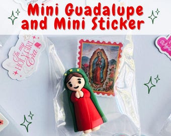 Mini Our Lady of Guadalupe Figurine with Sticker | Pocket Mary Catholic Favor