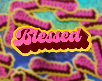 Blessed Glossy Pink Vinyl Sticker: Christian Faith Decal