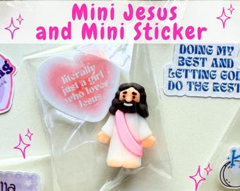 Mini Jesus Figurine and Faith Sticker | Pocket Reminder, Party Favor