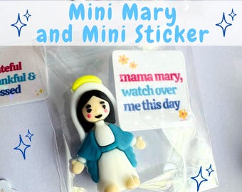 Mini Mary Figurine and Sticker Set | Pocket Saint, Faith Gift